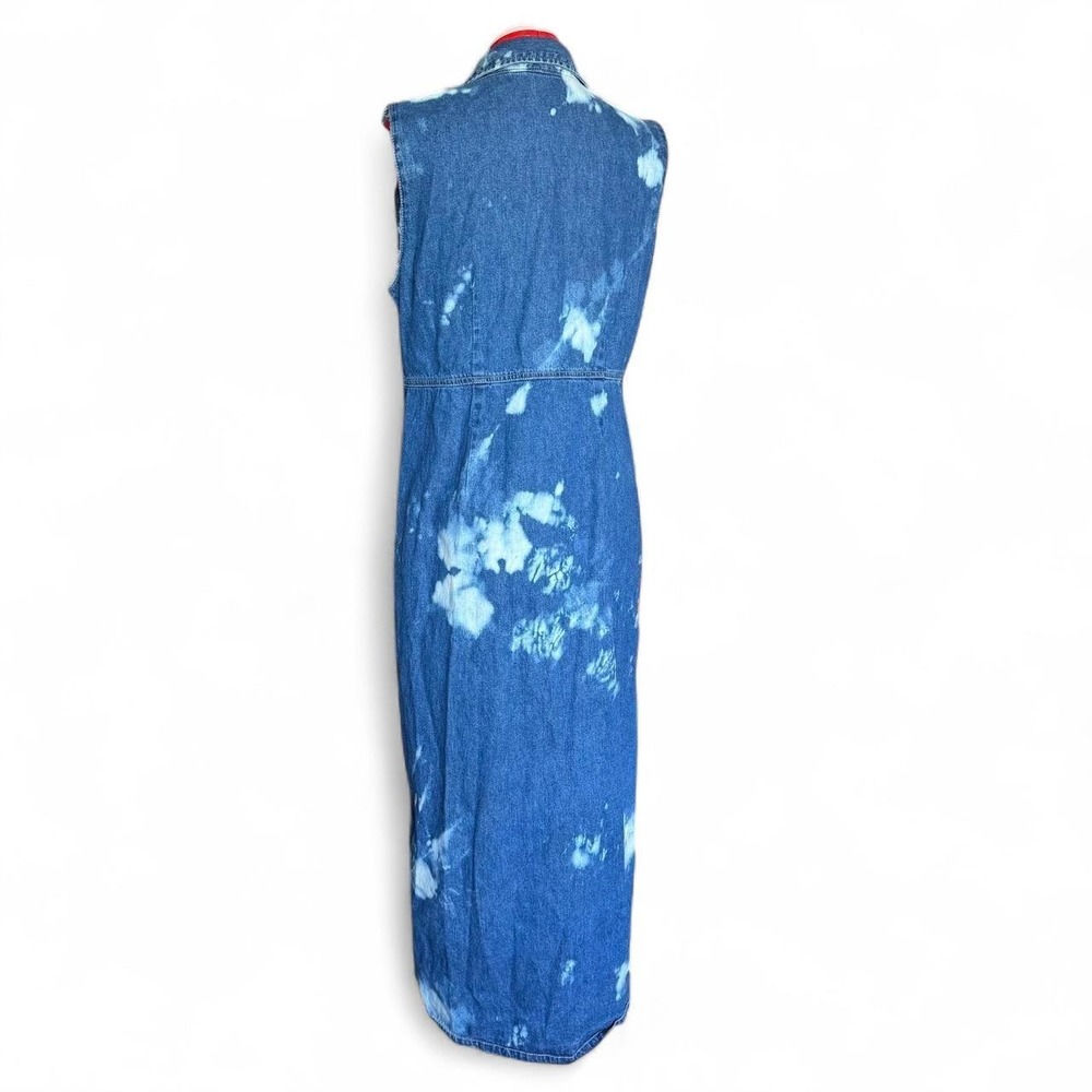 vintage 90s Bobbie Brooks sleeveless blue denim maxi dress tie dye size medium - Picture 4 of 8